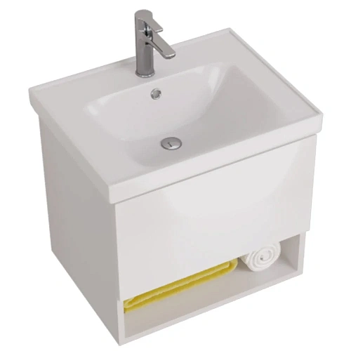 Тумба под раковину DREJA PERFECTO, 60 см, подвесная, 1 ящик, push-to-open, белый глянец 99.0806 Тумба под раковину DREJA PERFECTO, 60 см, подвесная, 1 ящик, push-to-open, белый глянец 99.0806