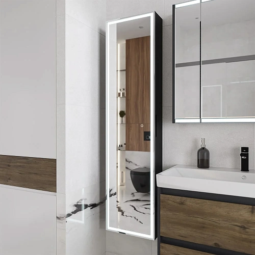 Шкаф-пенал STWORKI Кронборг МВК077 40, с подсветкой, черный 541673 Шкаф-пенал STWORKI Кронборг МВК077 40, с подсветкой, черный 541673