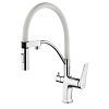 Картинка анонса товара «смеситель для кухни lemark comfort lm3074c-white с гибким изливом, с подключением к фильтру, хром/белый»