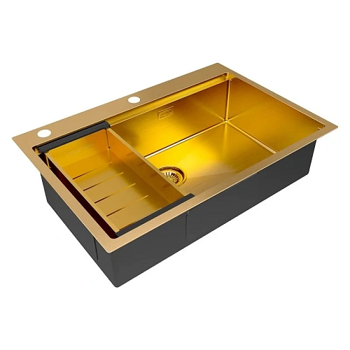 Кухонная мойка Paulmark KRONER-PRO 75 с коландером ADVANCE в цвет мойки, PM707551-BG+A405-BG Кухонная мойка Paulmark KRONER-PRO 75 с коландером ADVANCE в цвет мойки, PM707551-BG+A405-BG