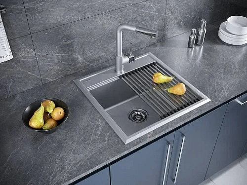 Кухонная мойка Paulmark STEPIA 50 с ролл-матом STEP брашированная PM115051-GRM+R375-BS Кухонная мойка Paulmark STEPIA 50 с ролл-матом STEP брашированная PM115051-GRM+R375-BS