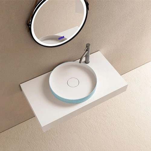 Раковина ABBER Stein AS2604Blau накладная, голубая Раковина ABBER Stein AS2604Blau накладная, голубая