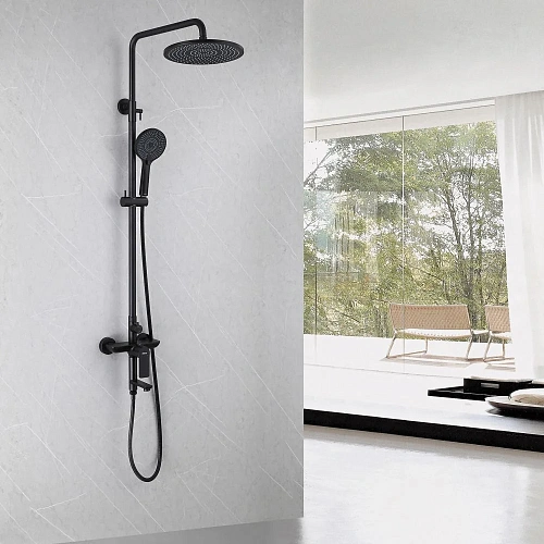 Душевая система ABBER Weiss Insel AF8016NB с изливом, черная матовая Душевая система ABBER Weiss Insel AF8016NB с изливом, черная матовая