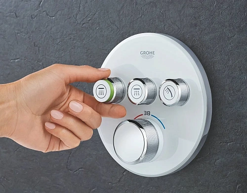 Смеситель для душа GROHE Grohtherm SmartControl на 3 выхода, белая луна (29904LS0) внешняя часть тер Смеситель для душа GROHE Grohtherm SmartControl на 3 выхода, белая луна (29904LS0) внешняя часть тер