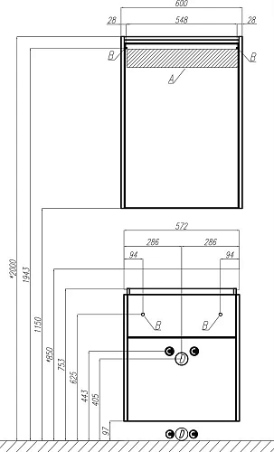 Тумба с раковиной STWORKI Дублин 60 406302 Тумба с раковиной STWORKI Дублин 60 406302