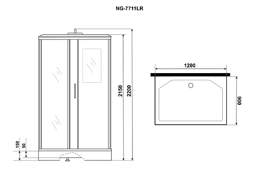 Душевая кабина Niagara Luxe NG-7711WL (900x1200х2150) низкий поддон стенки белые Душевая кабина Niagara Luxe NG-7711WL (900x1200х2150) низкий поддон стенки белые