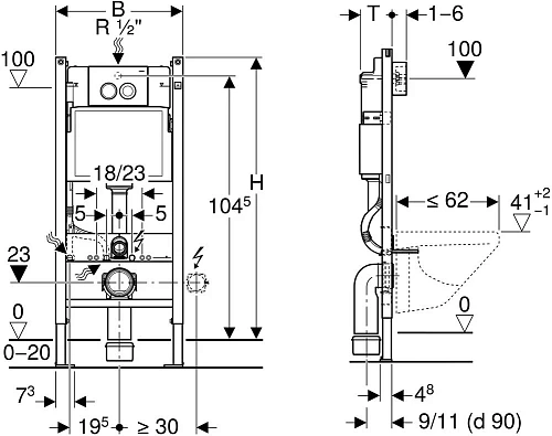 Комплект инсталляции с подвесным унитазом GEBERIT Renova Compact 500.122.TC.R Комплект инсталляции с подвесным унитазом GEBERIT Renova Compact 500.122.TC.R