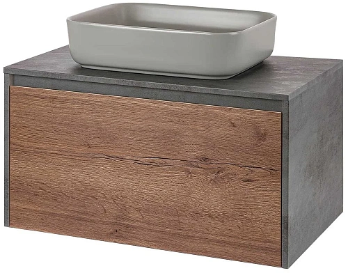 Тумба под раковину Vincea Mesa 800 подвесная, 1 выкатной/1 скрытый ящик soft close, T.Oak + Beton VMC-2MS800TB Тумба под раковину Vincea Mesa 800 подвесная, 1 выкатной/1 скрытый ящик soft close, T.Oak + Beton VMC-2MS800TB