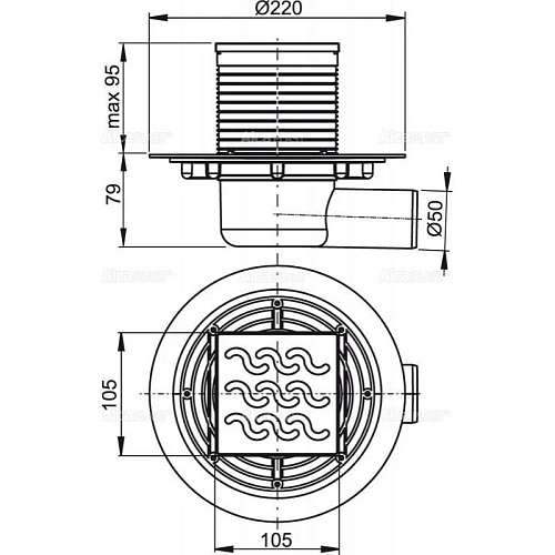 Душевой трап AlcaPlast APV APV102 105 мм Душевой трап AlcaPlast APV APV102 105 мм