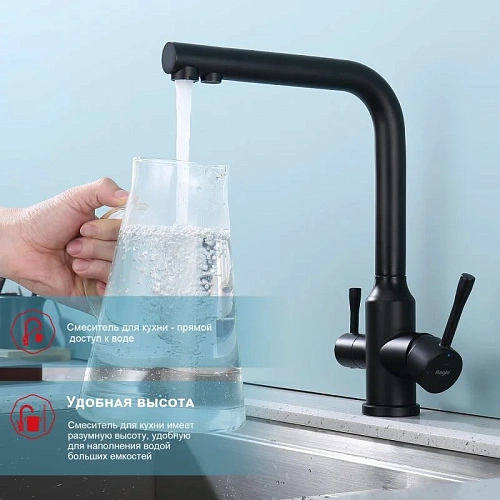 Смеситель для кухни Raglo R81.61.06 с подключением к фильтру, черный Смеситель для кухни Raglo R81.61.06 с подключением к фильтру, черный