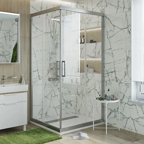 Душевой уголок STWORKI Дублин 90x90 см профиль хром матовый, прозрачное стекло, квадратный 409057 Душевой уголок STWORKI Дублин 90x90 см профиль хром матовый, прозрачное стекло, квадратный 409057