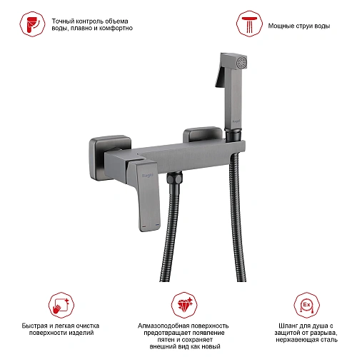 Гигиенический душ Raglo R01.51.09, графит Гигиенический душ Raglo R01.51.09, графит