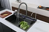 Картинка анонса товара «кухонная мойка ceruttispa gloria ii ct10356 nano black серая из нержавеющей стали 750х460х230»