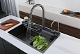 Картинка анонса товара «кухонная мойка ceruttispa gloria ii ct10356 nano black серая из нержавеющей стали 750х460х230»