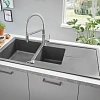 Кухонная мойка GROHE K400 с 1,5 чашей, серый гранит (31643AT0) Кухонная мойка GROHE K400 с 1,5 чашей, серый гранит (31643AT0)