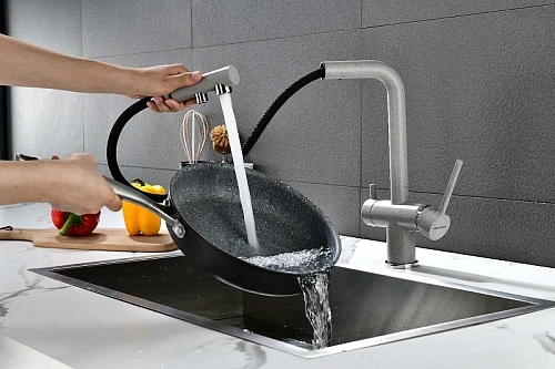 Смеситель для кухни Paulmark SERPENTINE серый Se213222-GR Смеситель для кухни Paulmark SERPENTINE серый Se213222-GR