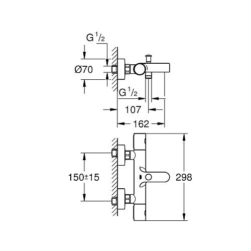 Смеситель для ванны GROHE Grohtherm 800 (34766000) хром термостатический Смеситель для ванны GROHE Grohtherm 800 (34766000) хром термостатический