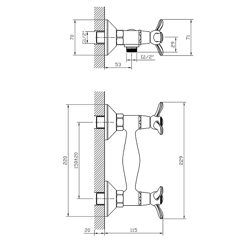 Смеситель для душа Rossinka Q02-41 Смеситель для душа Rossinka Q02-41