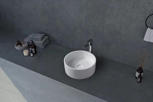 Раковина ABBER Stein AS2612 накладная, белая матовая Раковина ABBER Stein AS2612 накладная, белая матовая