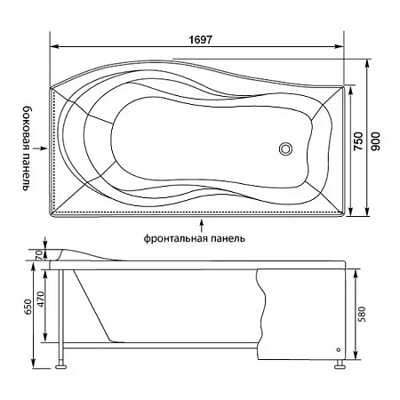 Экран для ванны фронтальный Aquanet Borneo 170 R черная 00165307 Экран для ванны фронтальный Aquanet Borneo 170 R черная 00165307