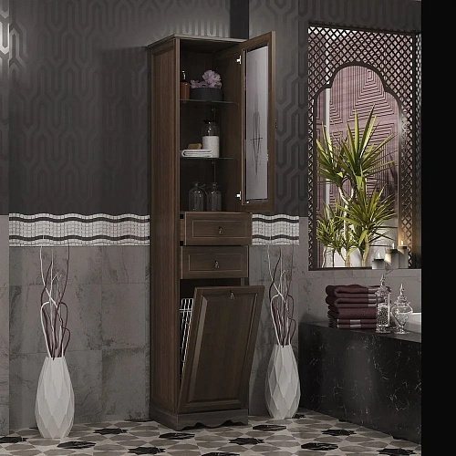 Шкаф-пенал Opadiris Тибет 40 Z0000011032 с худ. стеклом правый нагал Шкаф-пенал Opadiris Тибет 40 Z0000011032 с худ. стеклом правый нагал