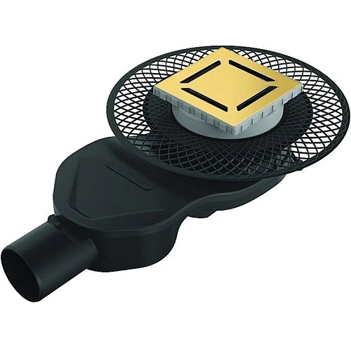 Душевой трап BERGES PLATZ Norma 150х150, золото глянец, S-сифон D50 H60 боковой 092159 Душевой трап BERGES PLATZ Norma 150х150, золото глянец, S-сифон D50 H60 боковой 092159