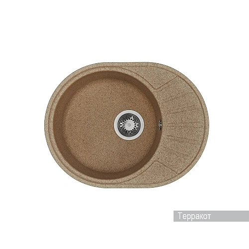 Кухонная мойка Aquaton Чезана 1A711232CS270 из литого мрамора, круглая, с крылом терракотовая Кухонная мойка Aquaton Чезана 1A711232CS270 из литого мрамора, круглая, с крылом терракотовая