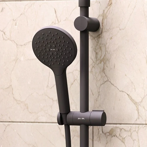 Душевой уголок AM.PM Gem S 120х80 WK93ER с душевой системой и аксессуарами, профиль черный матовый, стекло прозрачное Душевой уголок AM.PM Gem S 120х80 WK93ER с душевой системой и аксессуарами, профиль черный матовый, стекло прозрачное