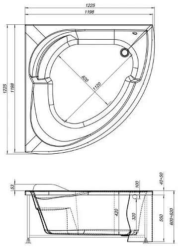 Акриловая ванна Aquanet Fregate 120x120 00203935 Акриловая ванна Aquanet Fregate 120x120 00203935