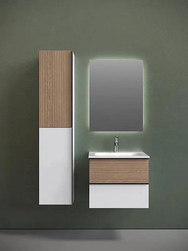 Тумба под раковину Sancos Delta DL60W 590х445х500 дуб светлый/белый, подвесная Тумба под раковину Sancos Delta DL60W 590х445х500 дуб светлый/белый, подвесная