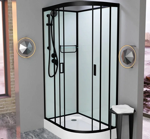 Душевая кабина Frank F418L М Black 100x80 20051 закаленное матовое стекло Душевая кабина Frank F418L М Black 100x80 20051 закаленное матовое стекло