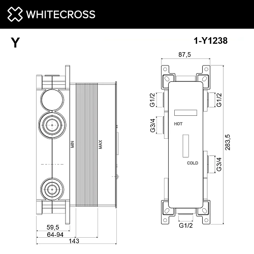 Скрытая часть смесителя WHITECROSS Y1238 1-Y1238 Скрытая часть смесителя WHITECROSS Y1238 1-Y1238