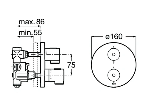 Смеситель для душа Roca без излива T-500, термостатический, 5A2M18C00 Смеситель для душа Roca без излива T-500, термостатический, 5A2M18C00