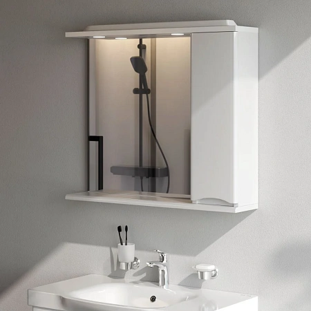 Зеркальный шкаф AM.PM Like M80MPR0801WG 80 см, с подсветкой, правый, белый Зеркальный шкаф AM.PM Like M80MPR0801WG 80 см, с подсветкой, правый, белый