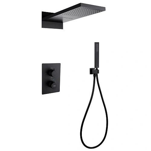 Душевая система ABBER Weiss Insel AF8052B скрытого монтажа без излива, термостат, черная матовая Душевая система ABBER Weiss Insel AF8052B скрытого монтажа без излива, термостат, черная матовая