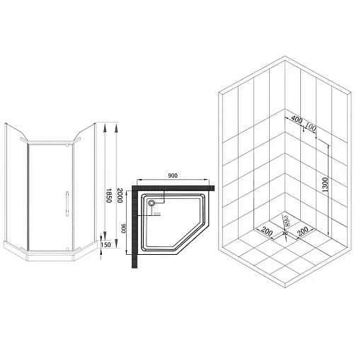 Душевой уголок Esbano (ESUGR8160) ESR-816090х90х200 Душевой уголок Esbano (ESUGR8160) ESR-816090х90х200