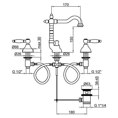 Смеситель для раковины Webert Dorian DO750202065 Смеситель для раковины Webert Dorian DO750202065
