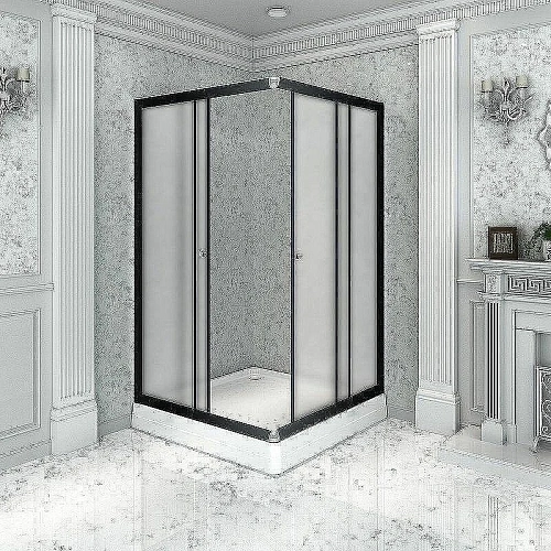 Душевой уголок Radomir Дрим 100х110 1-03-6-1-0-1231 прямоугольный, левый стекло матовое, поддон с каркасом и сифоном, профиль черный Душевой уголок Radomir Дрим 100х110 1-03-6-1-0-1231 прямоугольный, левый стекло матовое, поддон с каркасом и сифоном, профиль черный