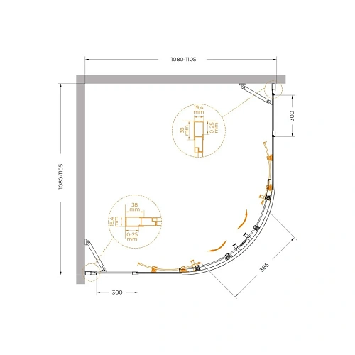 Душевой уголок CEZARES MOLVENO-R-22-80+30-C-Cr-IV 110x110см стекло прозрачное, профиль хром Душевой уголок CEZARES MOLVENO-R-22-80+30-C-Cr-IV 110x110см стекло прозрачное, профиль хром