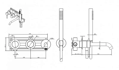 Смеситель для ванны ABBER Wasser Kreis 316 AF8130BST скрытого монтажа, сталь брашированная Смеситель для ванны ABBER Wasser Kreis 316 AF8130BST скрытого монтажа, сталь брашированная