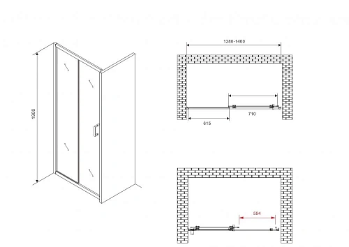 Душевая дверь ABBER Schwarzer Diamant AG301405 140 см универсальная, профиль хром, стекло прозрачное Душевая дверь ABBER Schwarzer Diamant AG301405 140 см универсальная, профиль хром, стекло прозрачное