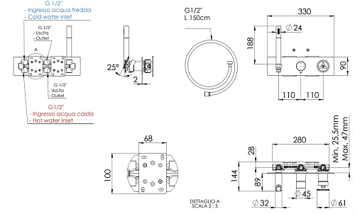 Смеситель для душа Remer Chrono CH97D3BG, золото брашированное Смеситель для душа Remer Chrono CH97D3BG, золото брашированное