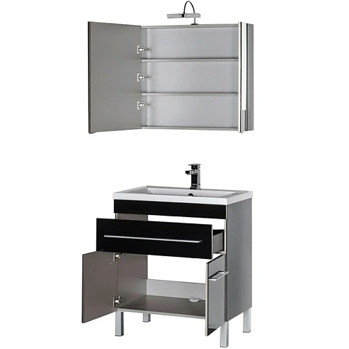 Комплект мебели Aquanet Верона NEW 75 черный (напольный 1 ящик 2 дверцы) 00231038 Комплект мебели Aquanet Верона NEW 75 черный (напольный 1 ящик 2 дверцы) 00231038