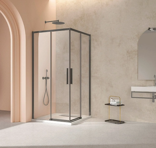 Душевой уголок Vincea Slim VSS-4SL100CLGM, 1000x1000, вороненая сталь, стекло прозрачное Душевой уголок Vincea Slim VSS-4SL100CLGM, 1000x1000, вороненая сталь, стекло прозрачное