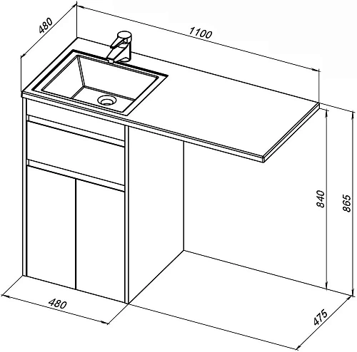 Тумба под раковину Aquanet Токио 48 белый (напольная, 1 ящик, 2 дверцы) 00237744 Тумба под раковину Aquanet Токио 48 белый (напольная, 1 ящик, 2 дверцы) 00237744