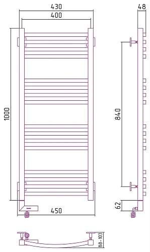 Полотенцесушитель электрический Сунержа Аркус 2.0 1000x400 МЭМ левый 022-5604-1040 Матовая шампань Полотенцесушитель электрический Сунержа Аркус 2.0 1000x400 МЭМ левый 022-5604-1040 Матовая шампань