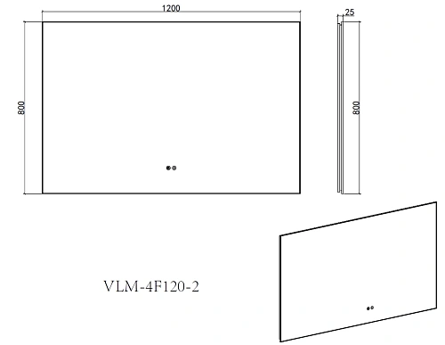 Зеркало Vincea LED VLM-4F120GM-2 1200х800 сенсорное, антизапотевание, вороненая сталь Зеркало Vincea LED VLM-4F120GM-2 1200х800 сенсорное, антизапотевание, вороненая сталь