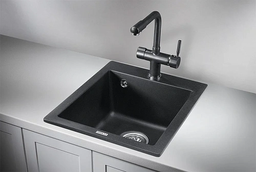 Кухонная мойка Granula 4201, ЧЁРНЫЙ, кварц 415х490 Кухонная мойка Granula 4201, ЧЁРНЫЙ, кварц 415х490