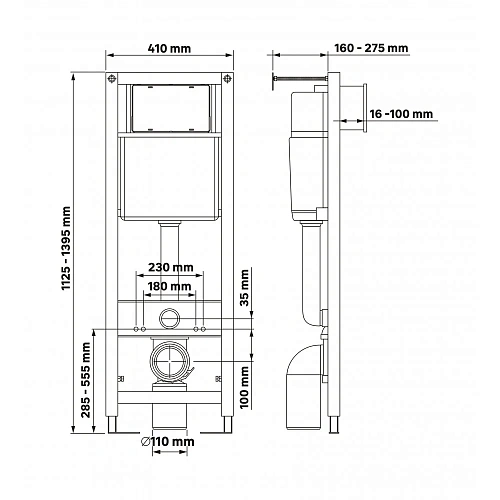 Комплект инсталляции BERGES АТОМ 410 с клавишей смыва Atom Line черная Soft Touch, унитазом OKUS Rimless 49 см и сиденьем микролифт, быстросъём 043393 Комплект инсталляции BERGES АТОМ 410 с клавишей смыва Atom Line черная Soft Touch, унитазом OKUS Rimless 49 см и сиденьем микролифт, быстросъём 043393