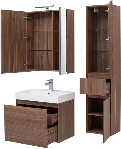 Зеркальный шкаф Aquanet Нью-Йорк 70 орех 00203952 Зеркальный шкаф Aquanet Нью-Йорк 70 орех 00203952